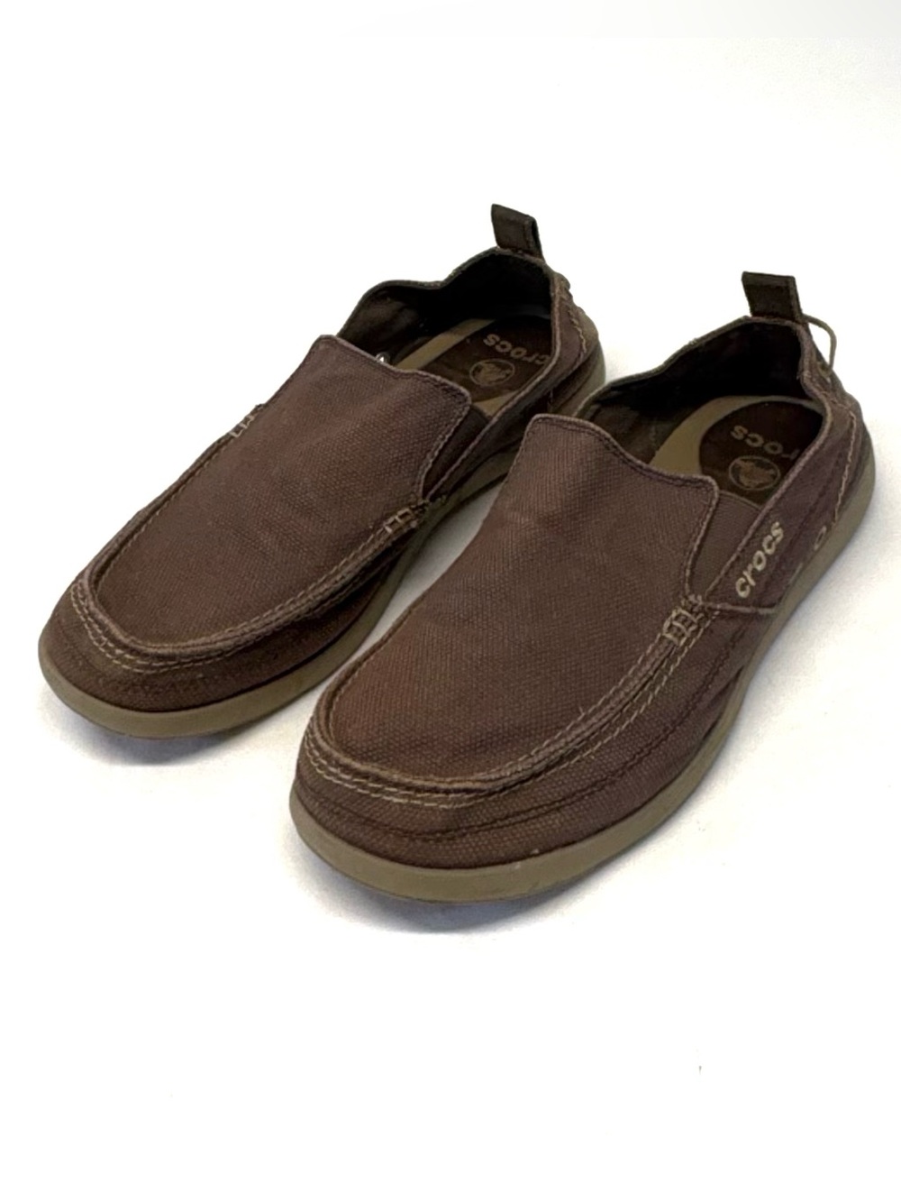 CROCS Men's Brown Canvas Slip-On Shoes M10